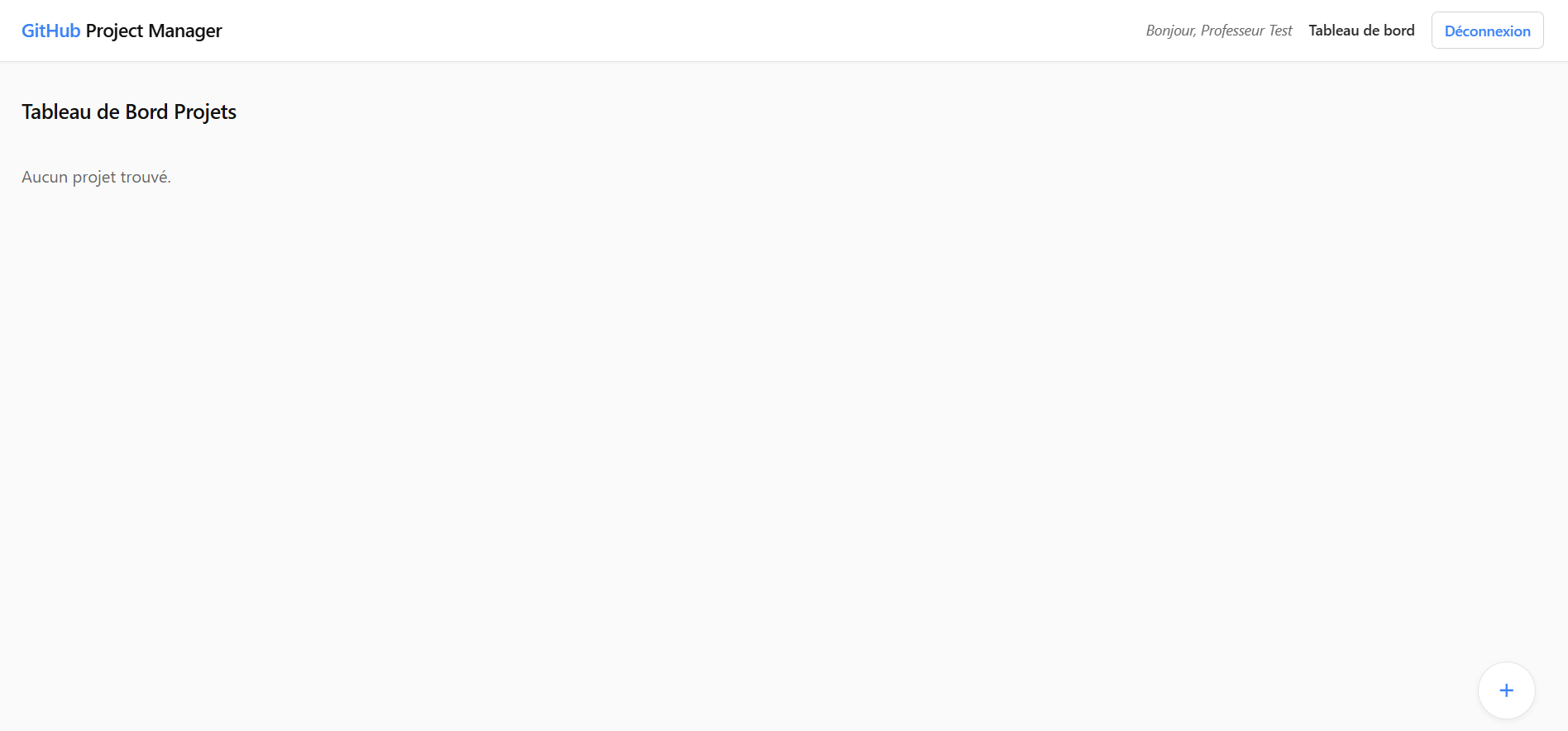 Capture d'un écran lié au tableau de bord de gestion des projets GitHub